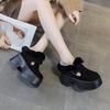 Thick-soled bag head half-support shoes autumn and winter new 2025 women's heightening fashion buckle versatile rabbit velvet cotton slippers trend