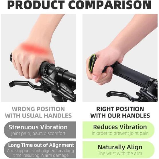 Bike Handlebar Ends Ergonomic No-Slip MTB Mountain Bike Road Cross-Country Bicycle Handlebar Extender Bar Ends Suitable For 21.8-22.8Mm Handlebar