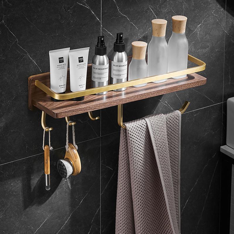 Solid Wood Bathroom Shelving Wall Hanging Toothbrush Teeth Cup Holder Cosmetics Storage Rack Towel Holder Paper Towel Holder