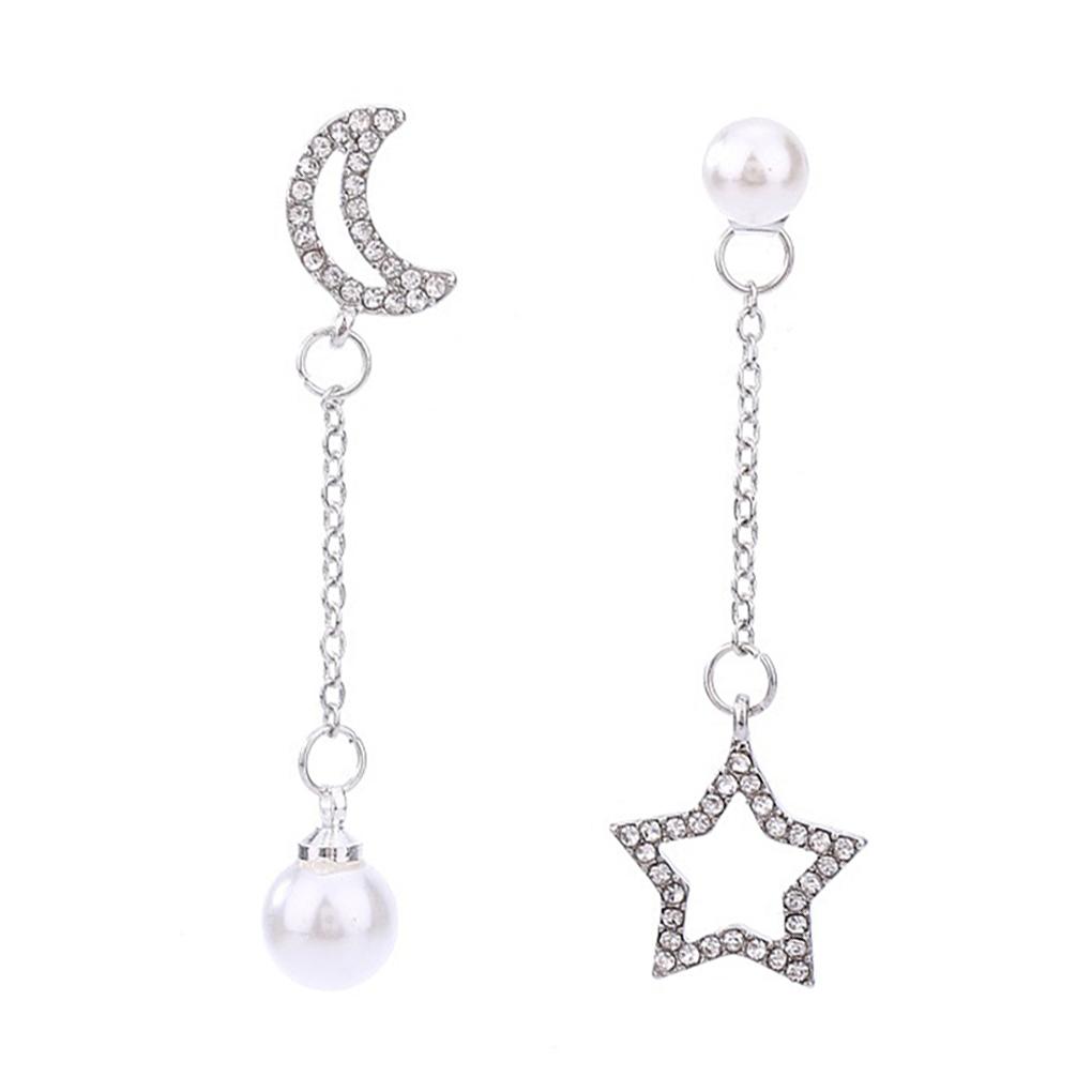1 Paar künstliche Perlen Ohr Strass asymmetrische Ohrringe Frauen Mädchen Schmuckzubehör