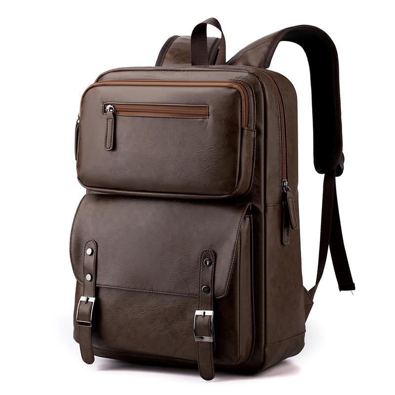 Casual Retro Men's Soft Leather Backpack Large Capacity Storage Travel Backpack School Bag