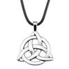 Triquetra Celtic Knot Pendant Necklace Wiccan Occult Protection Jewelry With 45cm Leather Chain