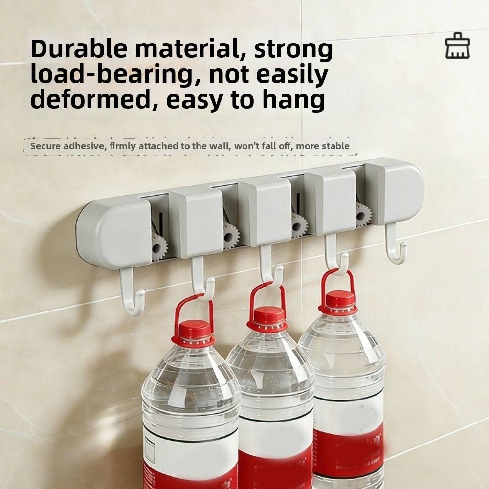 5 Hook Mop Clip Wall Mounted Broom Hanger Multi-functional Broom Organizer Clip Shower Room