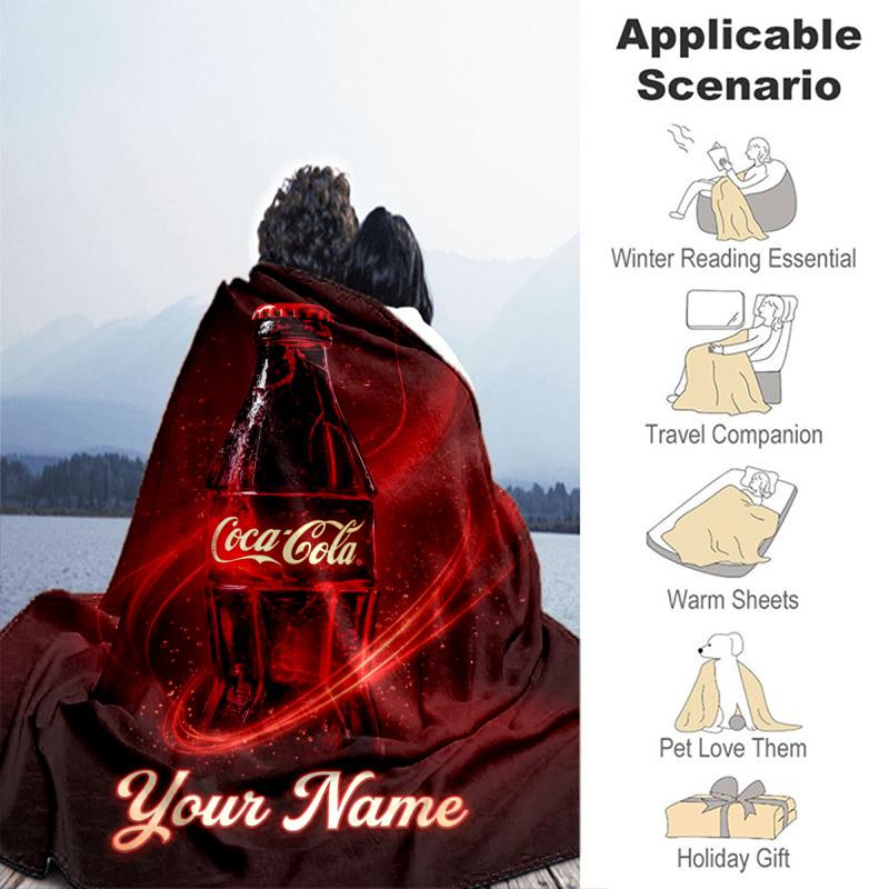 Custom Personalized Blanket Coca Drink Soft Throw Blanket, Suitable for Family and Friends, Sofa Blanket,Home Decor Christmas gift