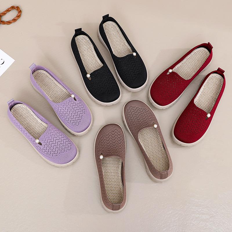 Women's shoes summer casual shoes flying woven breathable single shoes soft sole comfortable mother shoes versatile shoes children