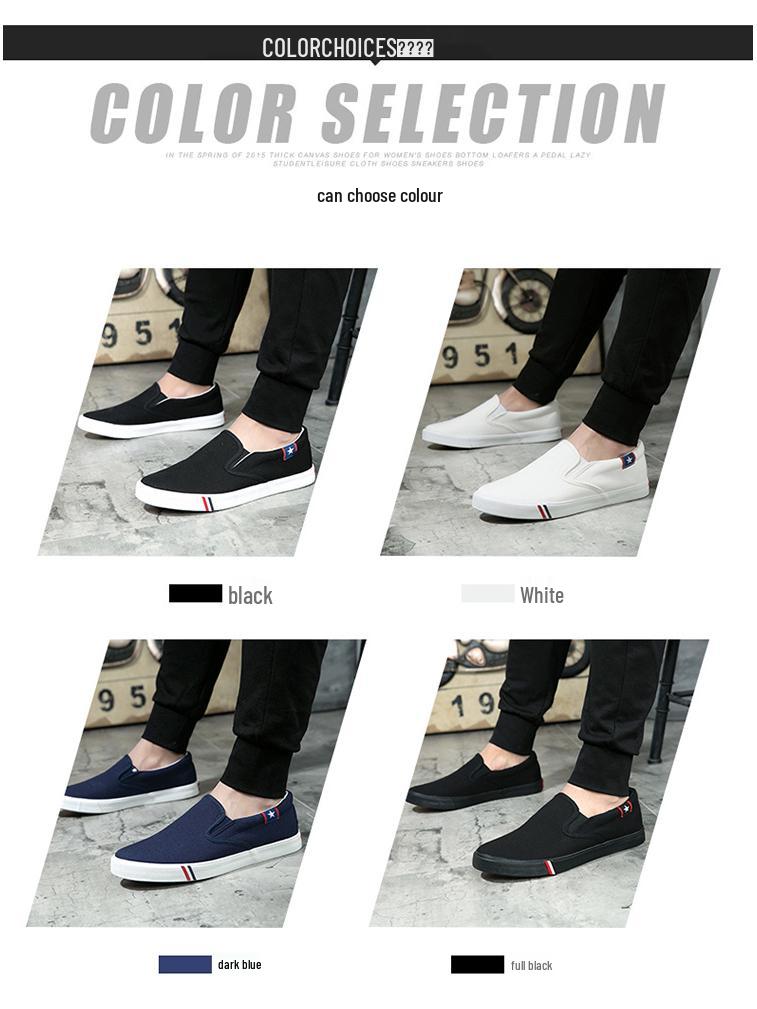Spring Korean Slip-On Canvas Shoes: Men's & Unisex Breathable, Fashionable White Shoes, Extra Large Sizes