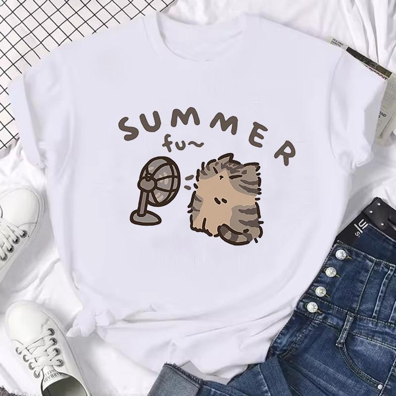 Women Unisex Graphic Tshirt Streetwear Harajuku Graphic Ulzzang Tshirt Funny Cute Cat Vintage Tee Shirt Aesthetic Y2k Tops FeUnisex