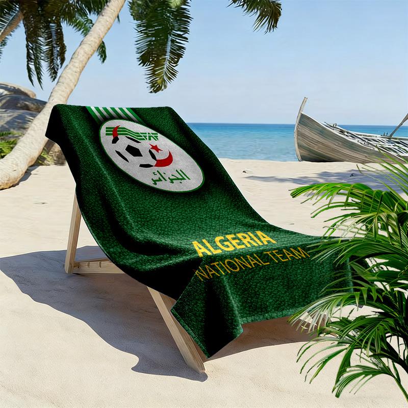 Algeria National Football Team Print Beach Towel, Large Soft Quick Dry Towel for Beach Camping Swimming