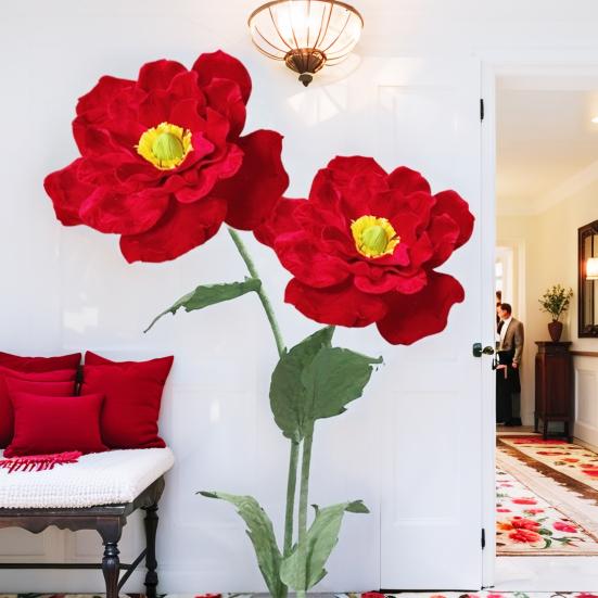 Large Velvet Artificial Magnolia Flower Christmas Faux Red Poinsettia Flower for Wedding Party Christmas Home Decor