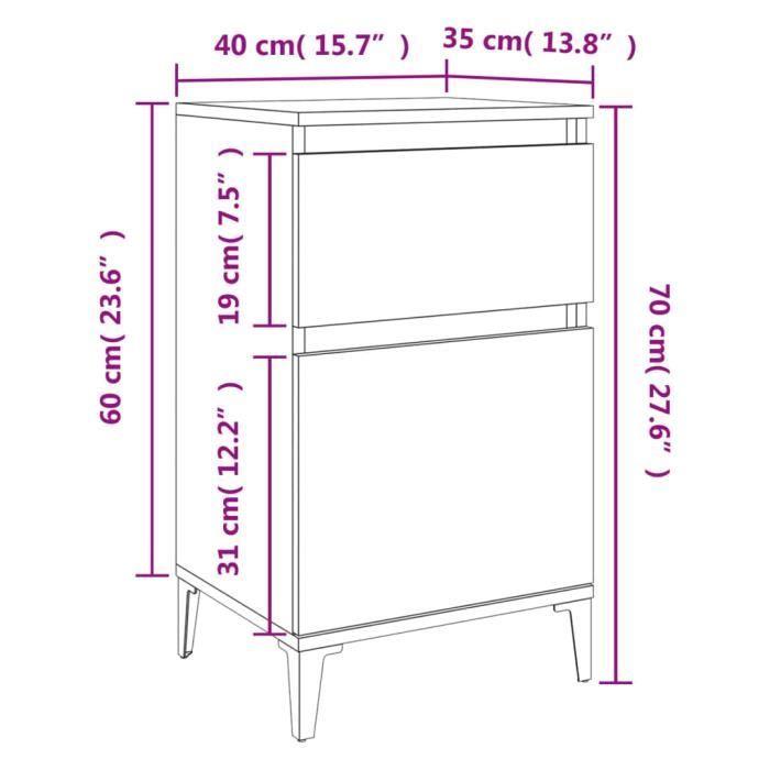VidaXL Table de chevet chêne fumé 40x35x70 cm 819718