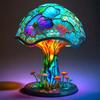 Creative Stained Plant Series Table Lamps Resin Colorful Bedroom Bedside Flower Mushroom Retro Table Night Lamp Atmosphere Light