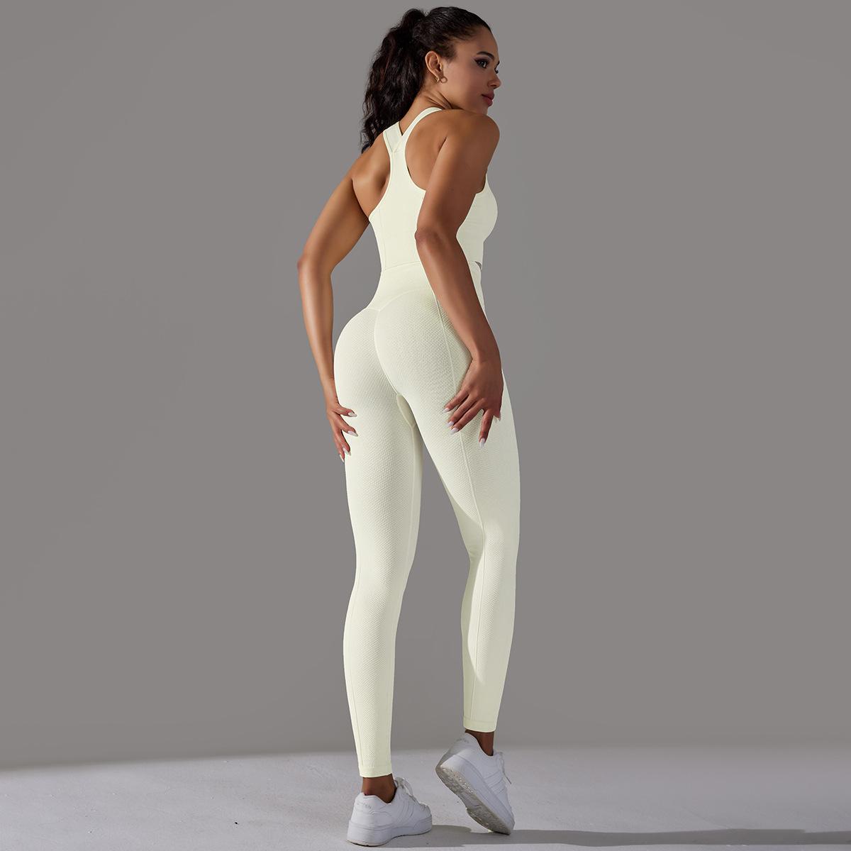 

Nessaj бесшовные спортивные костюмы женский комплект для йоги брюки с высокой талией бюстгальтер для фитнеса пуш-ап комплект из 2 предметов спортивная одежда M слоновая кость