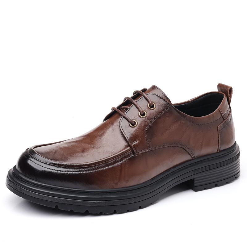 

Новые мужские туфли из коровьей кожи высшего слоя в повседневном стиле, кожаные туфли с большой головой и толстой подошвой, из натуральной кожи, деловые, формальные, мужские туфли, дышащие одинарные туфли для мужчин 38