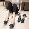 Fashion Mules For Women 2025 Shoes Ladies' Slippers Loafers Glitter Slides Cover Toe Pantofle Summer Heels Jelly Soft New Crystal High