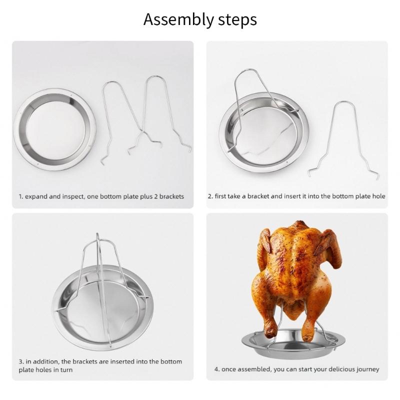 Steel Chicken Vertical Roasting Rack For Outdoor Grilling And Family Gatherings Easy To Clean Multipurpose Cooking Tool