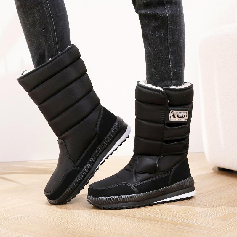 Women Winter Mid Calf Thick Fleece Warm Waterproof Outdoor Snow Boots