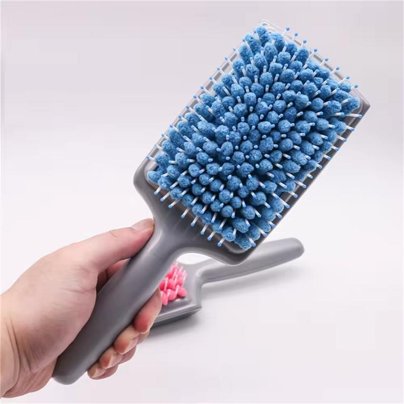 

BEPAN Microfiber Bristles Quick Absorbent Dry Comb Microfiber Bristles Towel Paddle Brush Hair Dryer Brush with Back Drainage Hole