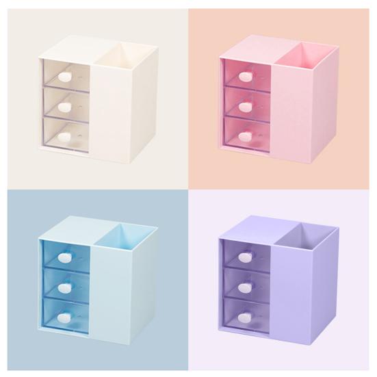 Praktischer Stifthalter mit großer Kapazität, multifunktionaler Aufbewahrungshalter aus Kunststoff mit Schublade für Studenten