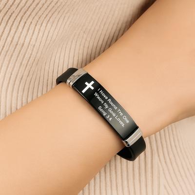 Silicone Material Family Friendship Bracelet Cross Design Christian Bracelet  For Women