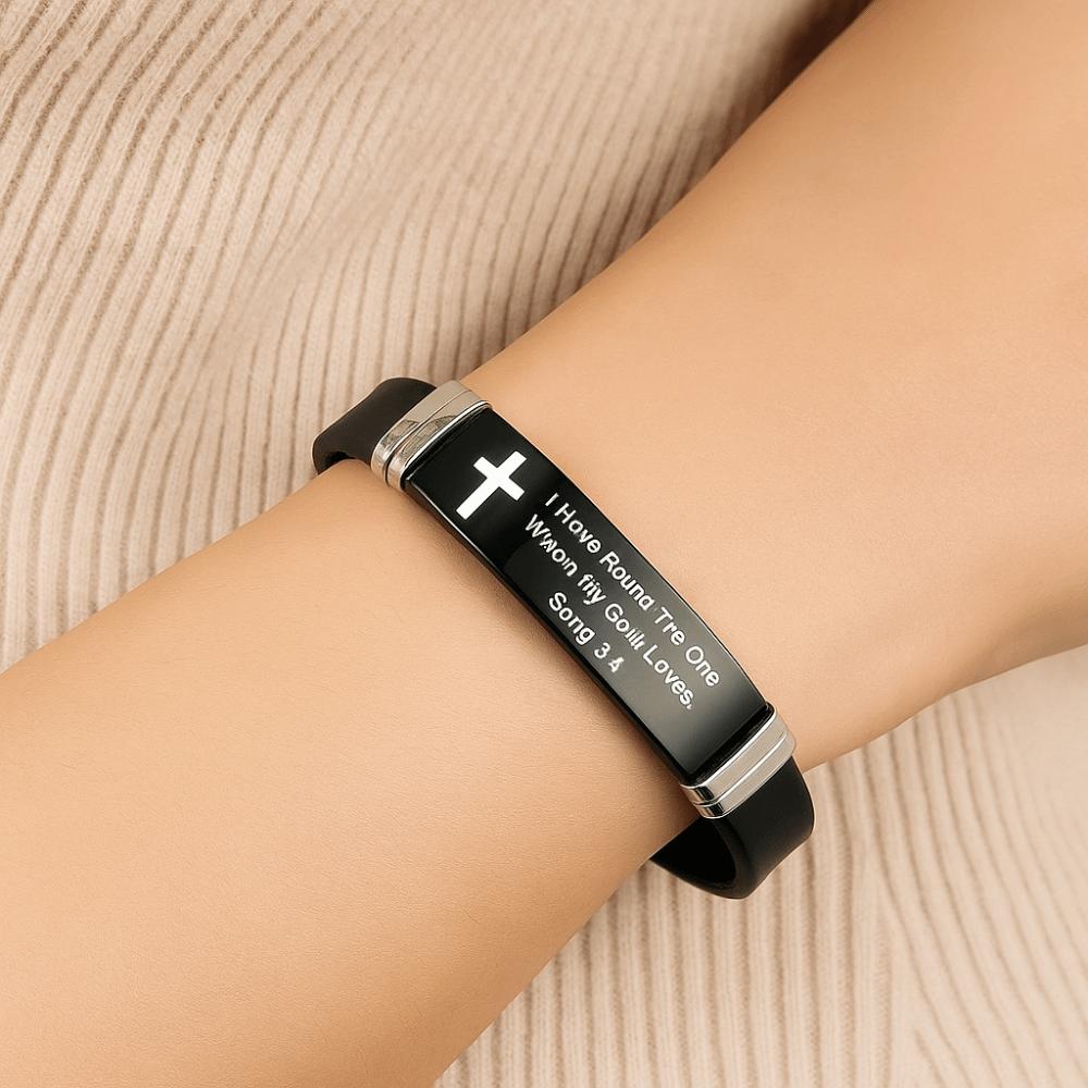 ID Wristband Family Friendship Bracelet Cross Design Christian Bracelet  Religious Gifts