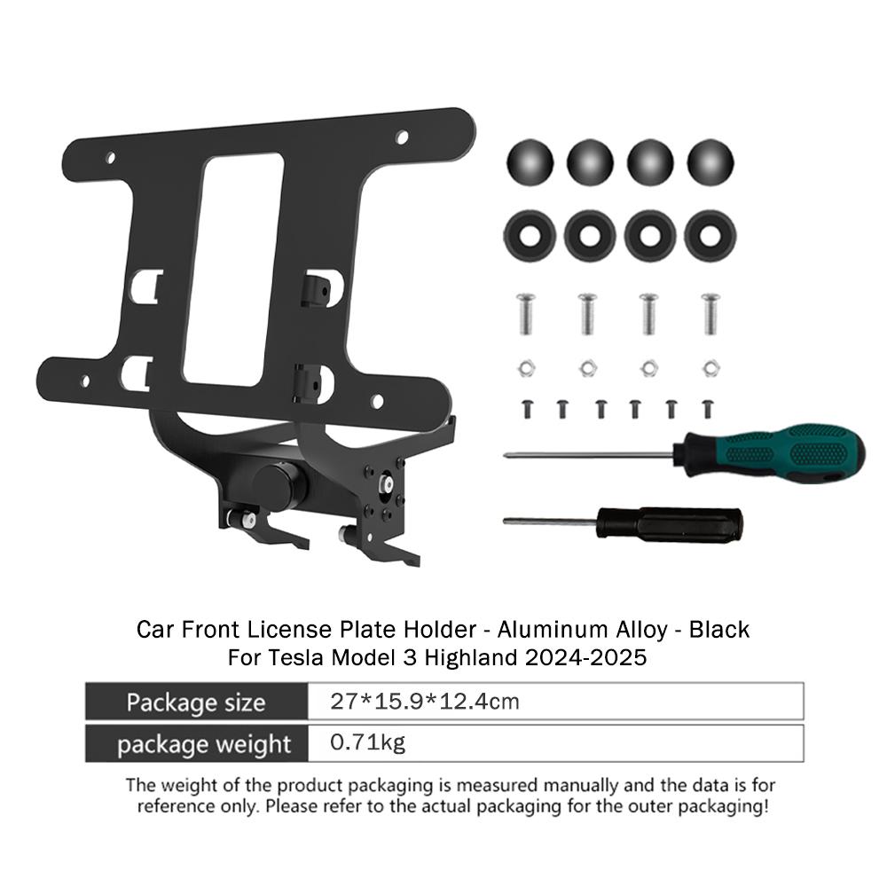Fit For Tesla Model Y Juniper Model 3 Highland 2025 Diamond Free Front License Plate Holder Adhesive Free License Plate Holder