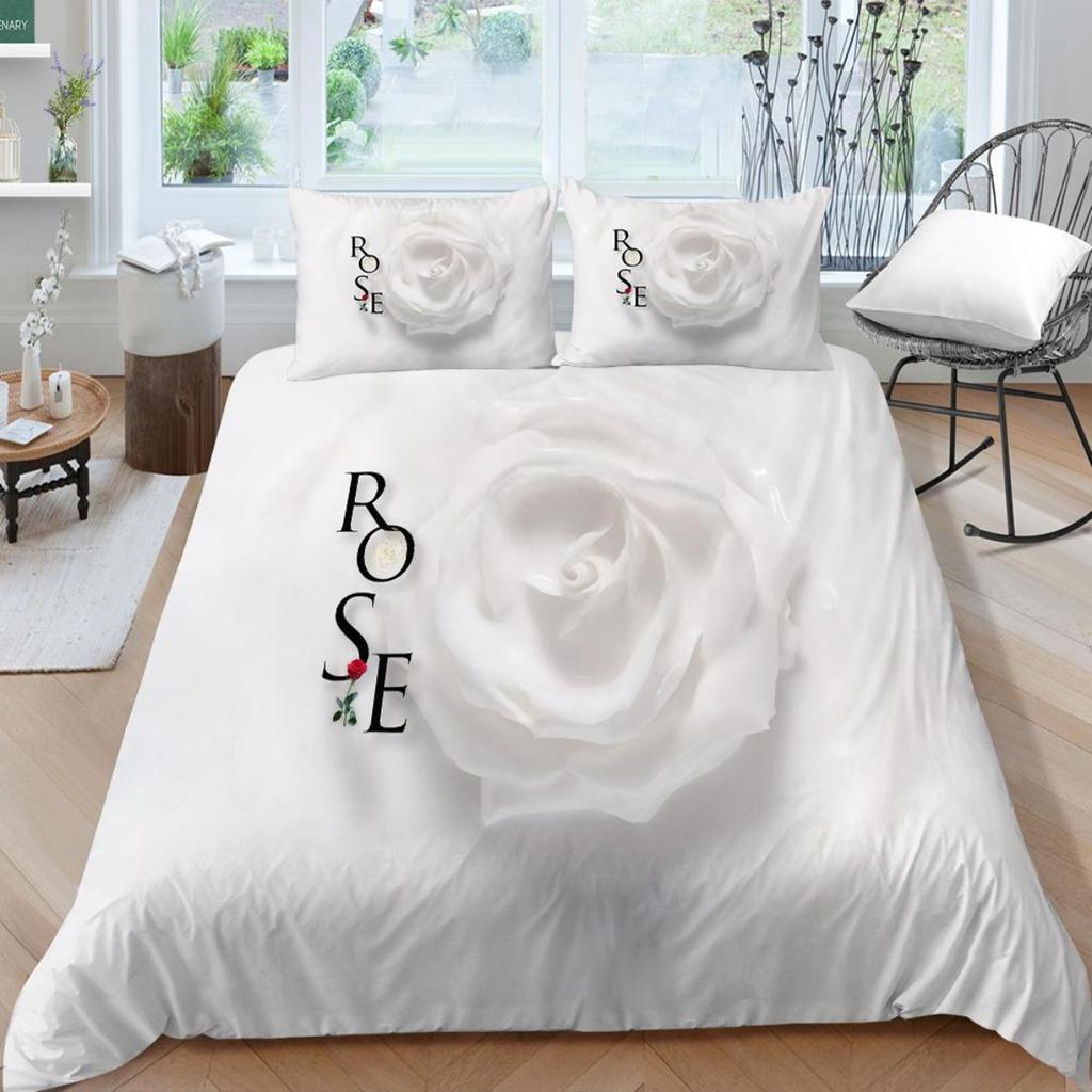 3D Modern Romantic Style Bedding Set Flower Quilt Cover Sheet/double Bed Full-size Bedspread Set Washable Comfortable Home Decoration