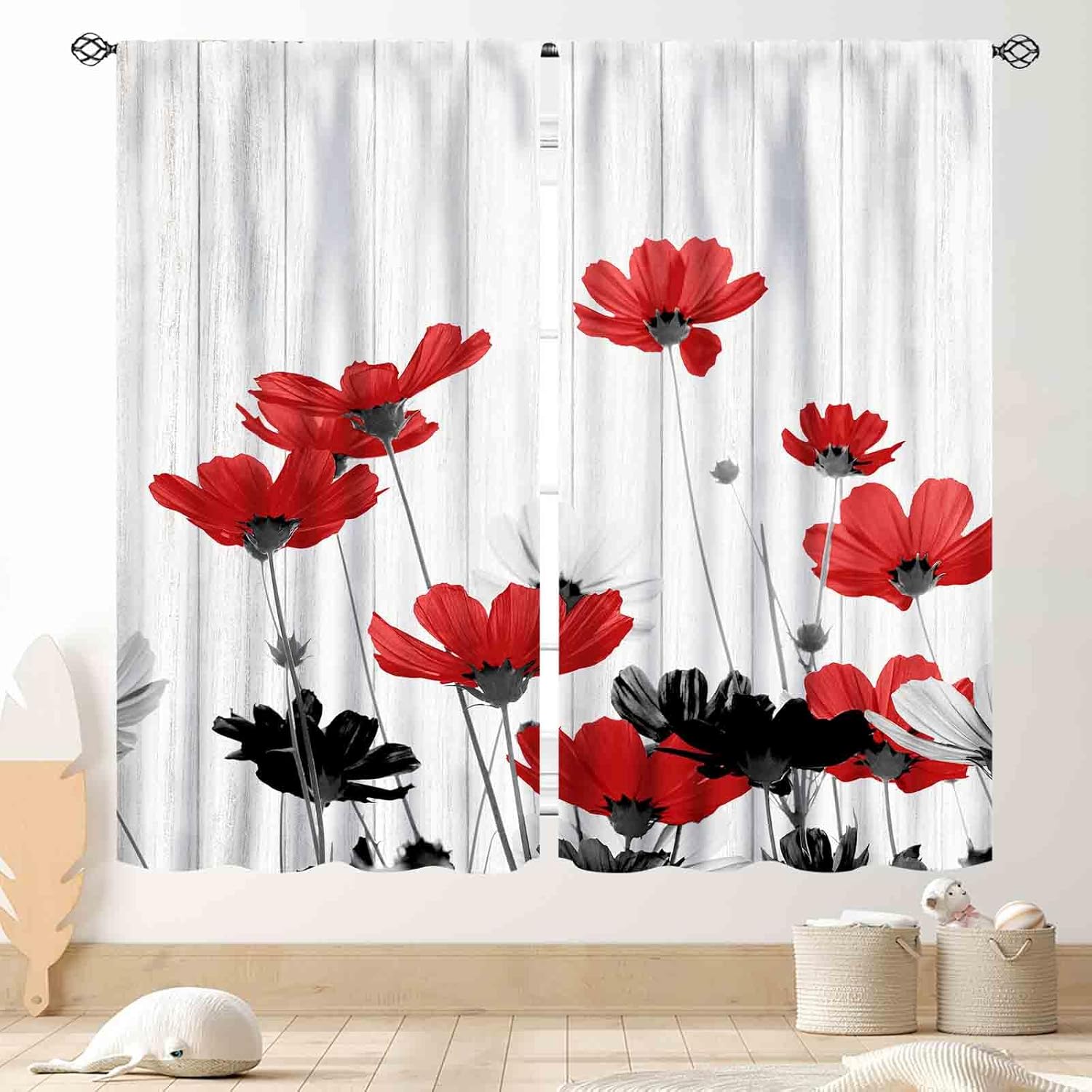 Цветочные шторы,Винтажные цветочные розовые цветочные шторы в стиле фермерского дома, Кантри, для кухни, кафе, маленькие шторы, драпировки, акварельные цветочные, весенние, блэкаут 53x116CM-2PC