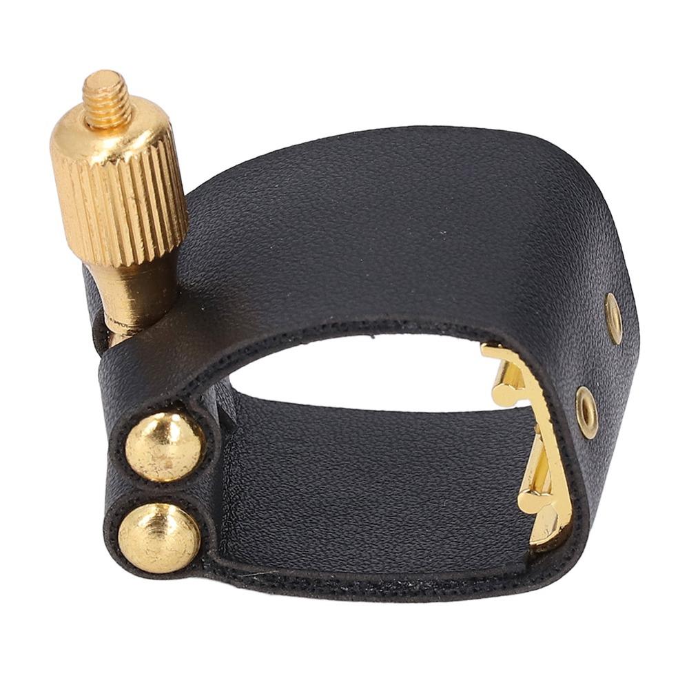 Leather And Metal Sax Mouthpiece Ligature Black Color Alto Sax Ligature  For Alto Saxophone