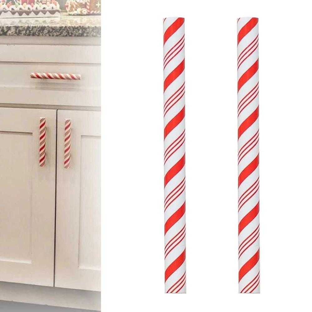 2PC Red Peppermint Handlez Decorations with Hanging Handles for Holiday Use in Wreaths Centerpieces Mantel Displays and Crafting