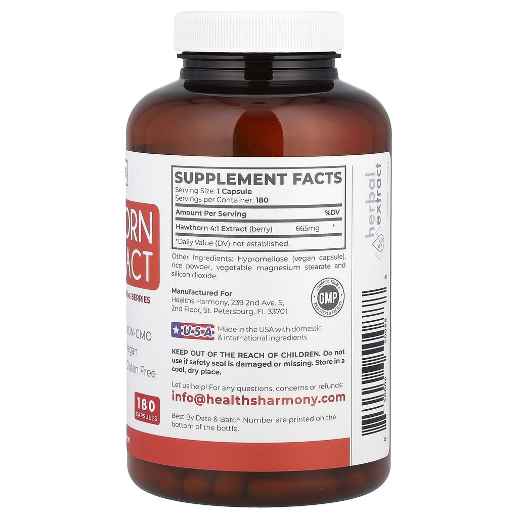 Weißdorn 4:1 Extrakt, 2.660 mg, 180 Kapseln