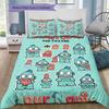 Custom Name,Cartoon Keroppi Hangyodon Series Pattern Bedding Home Decoration Birthday Gift ( 1 duvet cover + 2 pillowcase, without core),fan merchandi