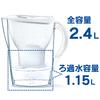 Brita Marella Water Filter, 1.15L Filtered Water Capacity, 2.4L Total Capacity, Includes One Maxtra Plus Cartridge [Official Japanese Product]