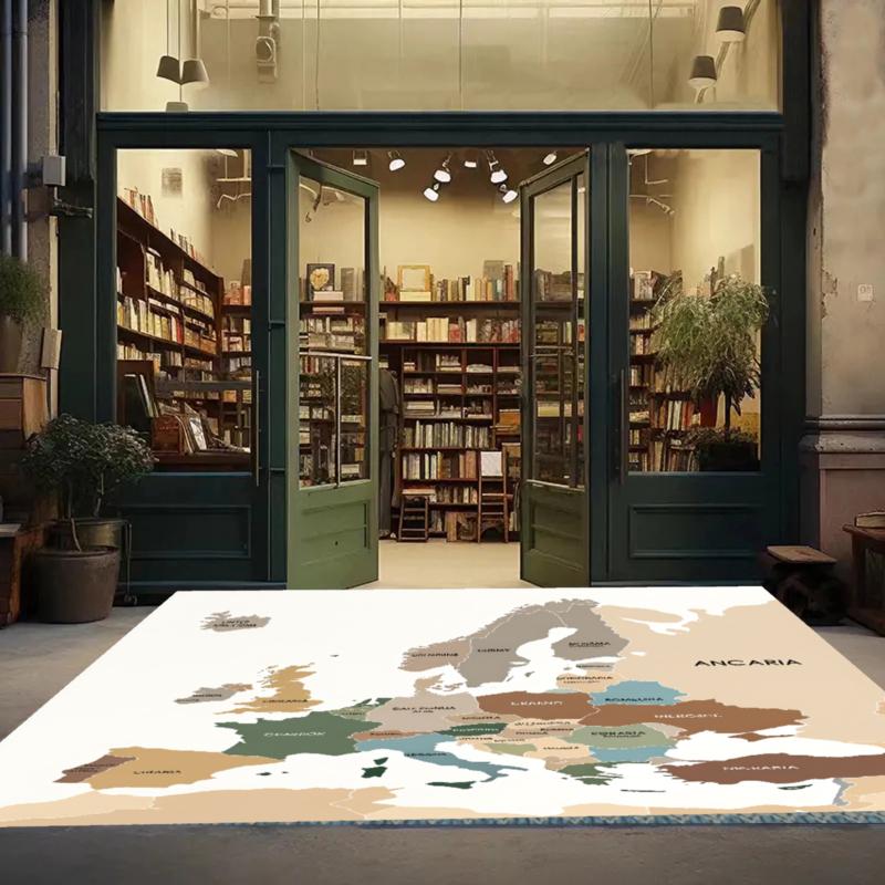Fantasy Map Area Rug Vintage Ancaria Print, World Map Carpet for Living Room, Study Floor Mat, Gift for Gamers & Travel Lovers
