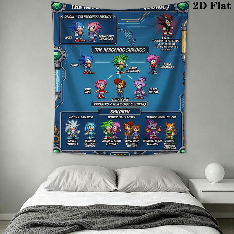 Hedgehog Sonic Cruise Wall Hanging Printed Fabric Blanket Decorative Tapestries for Bedroom Living Room Home Decor