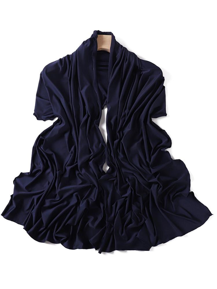 Luxury Wavy Edge Jersey Hijab for Women Solid Color Milk Silk Scarf Headscarf Autumn Shawl Stretchy Chiffon Scarf Ramanda