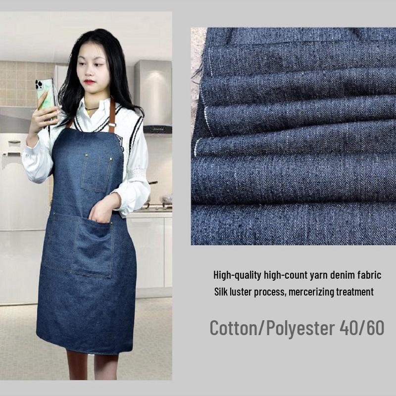 Unisex Nordic Denim Apron with Multi-Pockets for Kitchen and Home