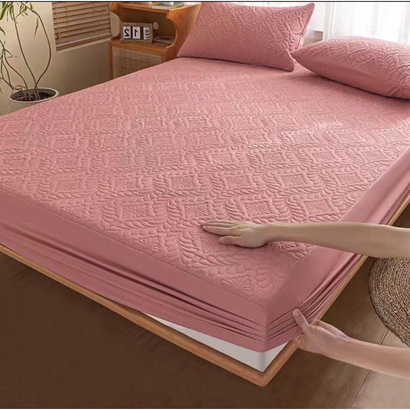 Solid Color Quilted Waterproof Bed Sheet - Thick Brushed Simmons Protective Cover for Home Use