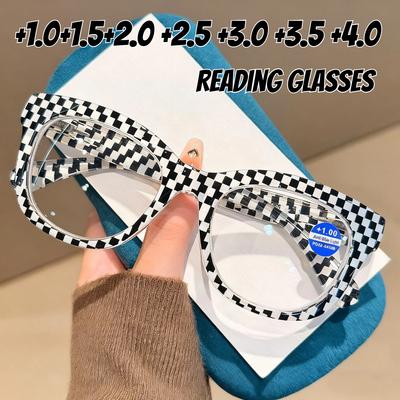 Personalized Large Frame Anti-Blue Light Reading Glasses Fashionable Printed Distant Vision Glasses Neutral Trend Glasses +4.0