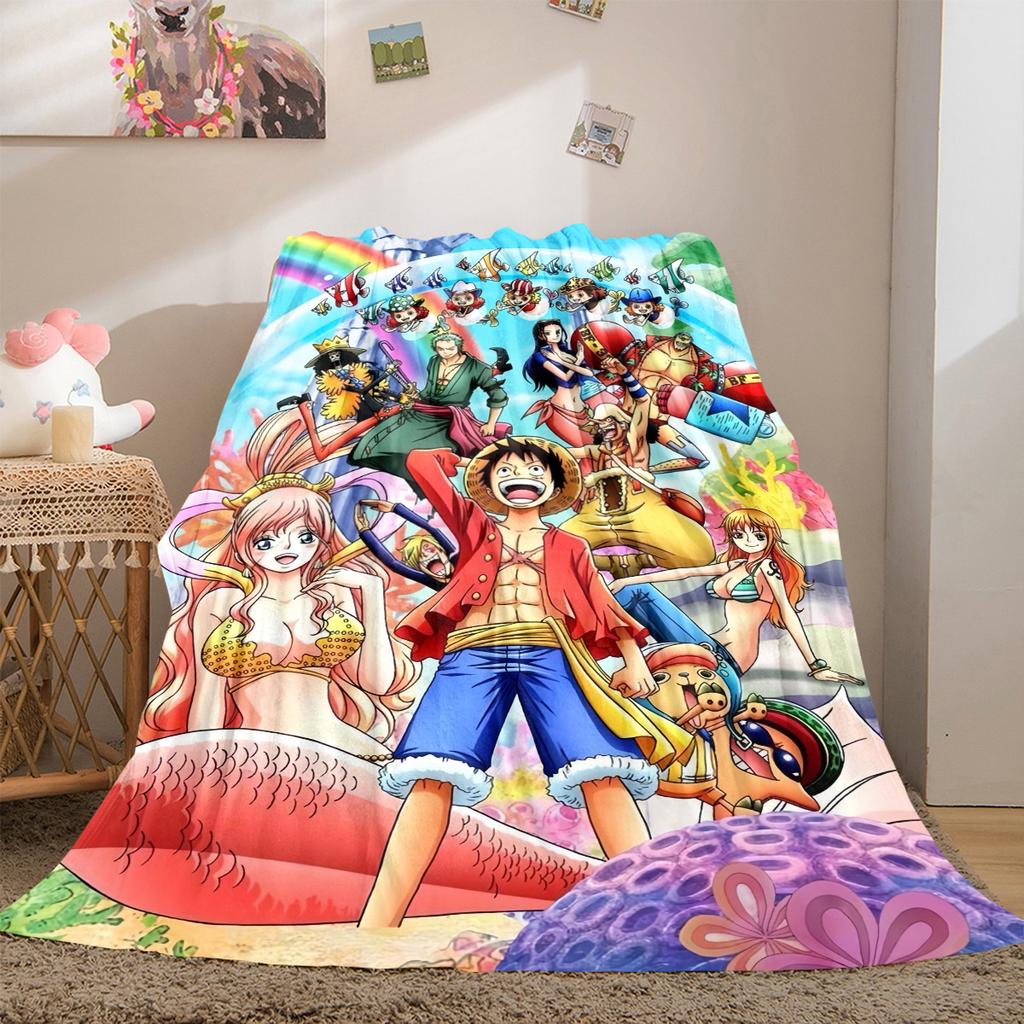 Anime One Piece Luxury Flannel Lightweight Blanket Home Decor Sofa Bed Travel Cover Family Gift LXR137
