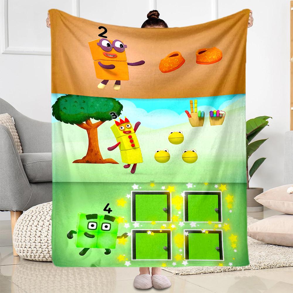 Coperta in Flanella Avventura con Blocchi Numerici - Morbida e Adatta per Divani, Letti, Uffici, Viaggi, Tutte le Stagioni, Ottimo Regalo per Feste e Compleanni.