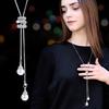 Pearl Crystal lang genser kjede sirkler halskjede Vintage Accessary Crystal Collares Jewlery