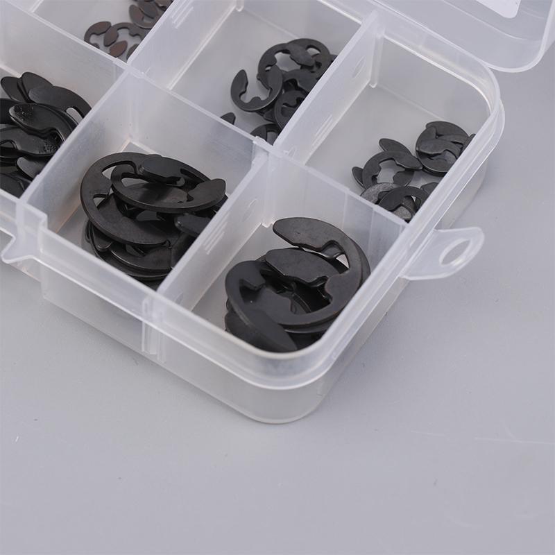 120ks Sada černých nerezových pojistných kroužků Snap Ring E-Clip Podložka Sortiment Pro upevnění hřídele M1.5-M10