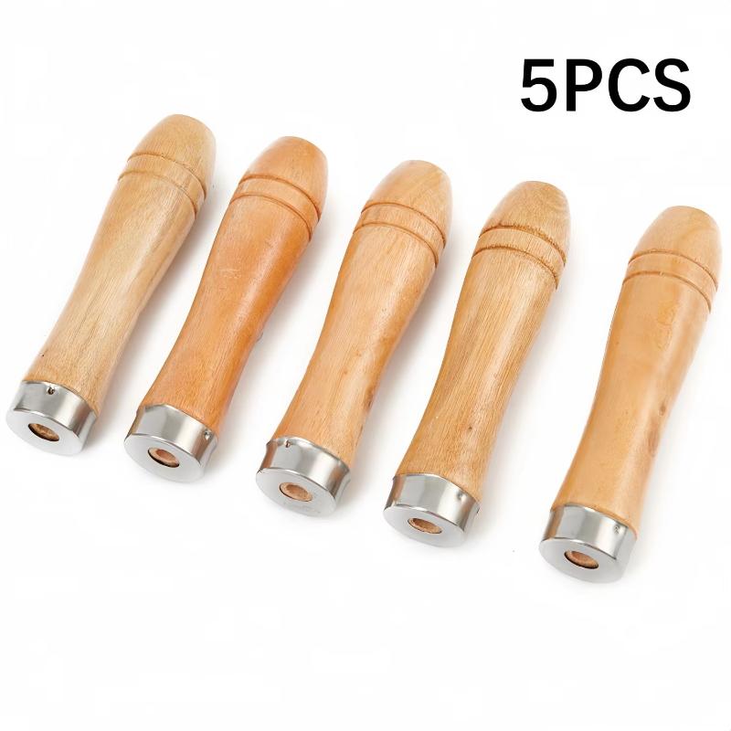 5pcs Wooden File Handle Replacement Strong Metal Collar For File Craft Tool 9cm Wood Rasp Woodworking Polishing Rust-Proof