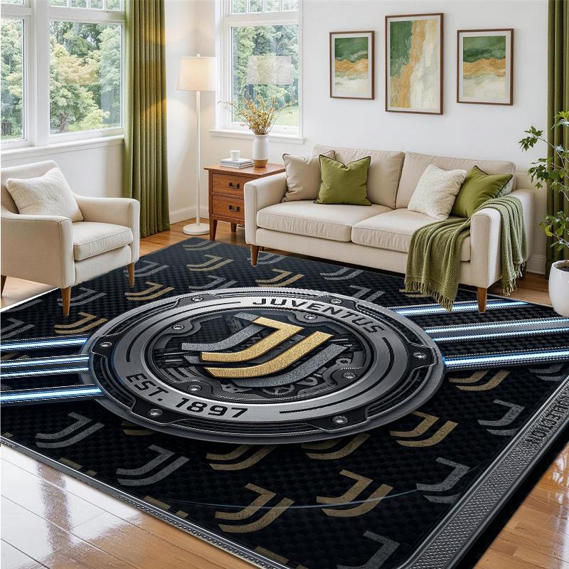 Juventus FC Design Crystal Velvet Rug Soft Decorative Mat for Bedroom Entrance