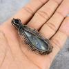 Kyanite Rough and Blue Sapphire Gemstone Pure Copper Wire Wrap Handmade Jewelry Pendant