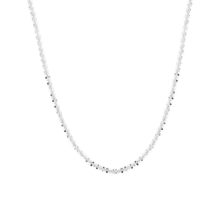Popular sparkling necklace accessories women s gypsy sweater chain round plain chain light luxury high-end jewelry серебряный
