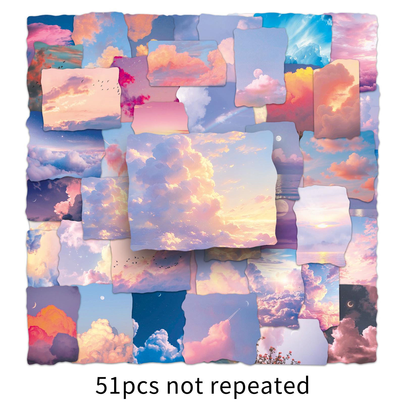 51 Cloud Fantasy Romantic Scenery Stickers: Artistic Décor for Guitar, Headphones, & Desktop