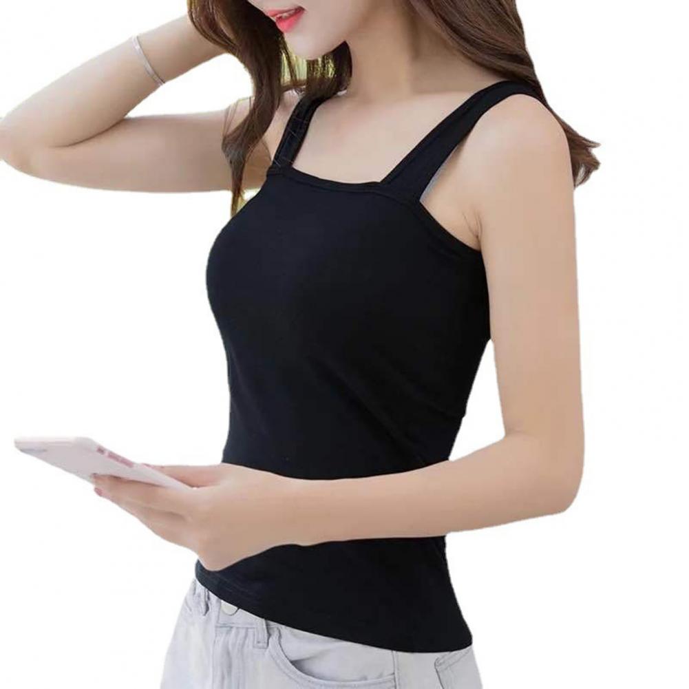 

Женские топы на бретелях, стильный жилет без рукавов с квадратным воротником, однотонный облегающий камзол, летние топы XL чёрный