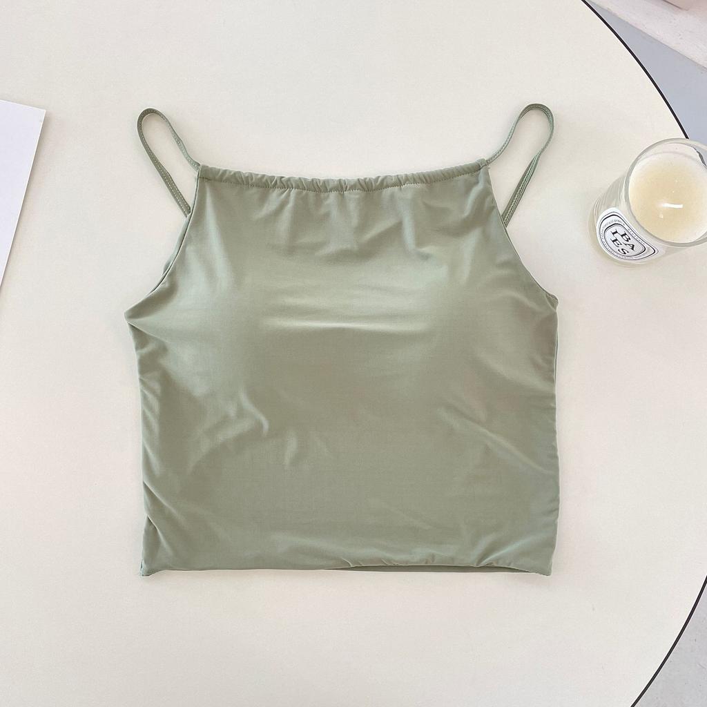 Beautiful Back Ice Silk Small Suspender Vest Women's Summer Sports Pure Desire Wind Tube Top with Chest Pad Base, Outer Wear Yoga Bra