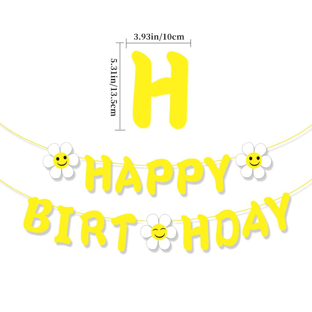 Kindergeburtstagsparty Dekoration Mori Blätter Happy Birthday Buchstaben La Flag Smiley Sonnenblume Gänseblümchen La Blume